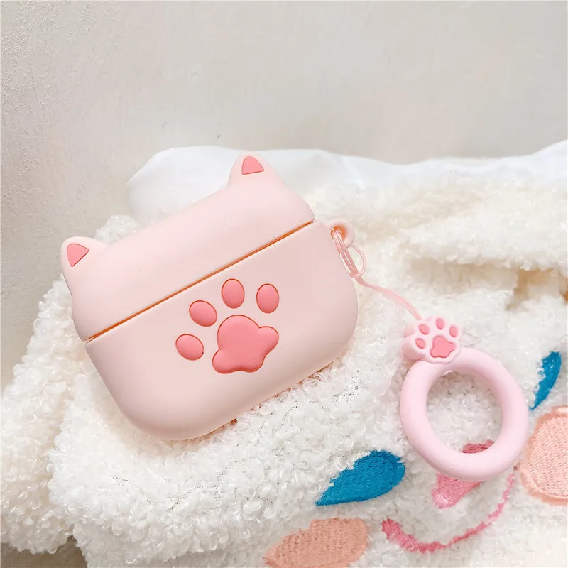 

Cute 3D Cat Paw Cartoon Earphone Case for AirPods pro 2 with Hook Protective Silicone Cover Compatible with AirPods 4 1 2 3