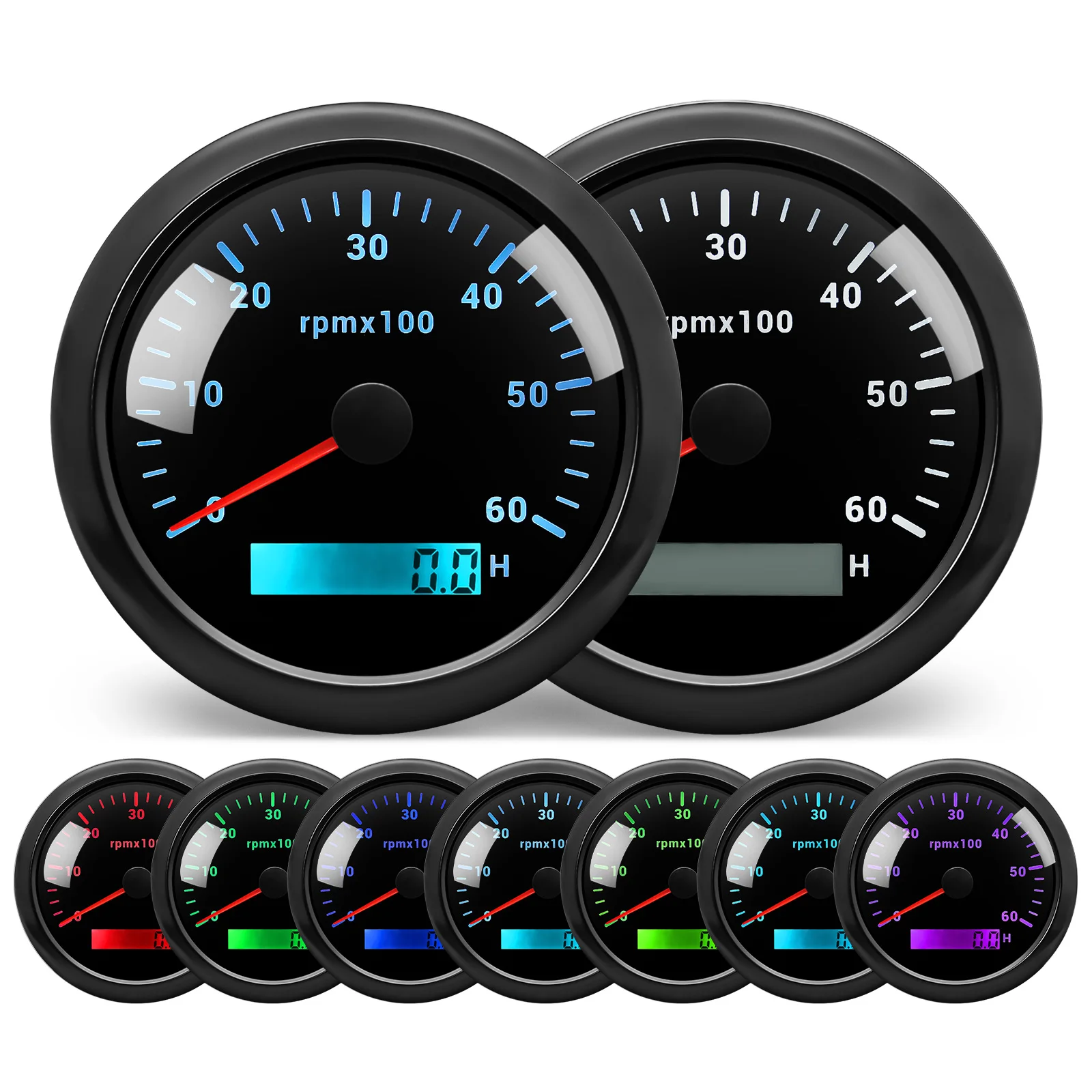 ZMFJH 3000~8000RPM 85MM Tachometer with Hourmeter 7 Color Light for 4-12 Cylinder Marine Boat Yacht Auto Car 12V24V Waterproof