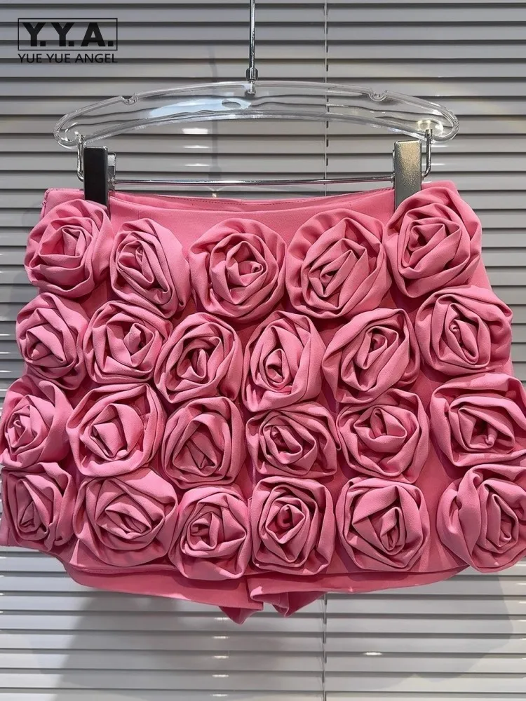 

Шорты женские однотонные с высокой талией, модные повседневные офисные короткие юбки с цветами, розовые, красные, черные, на лето