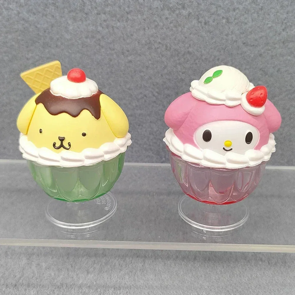 Kawaii Anime Figure Model Toys Dessert Tazza di gelato Cinnamoroll Decorazione del desktop Scatola a sorpresa carina Giocattoli per bambini Regali di compleanno