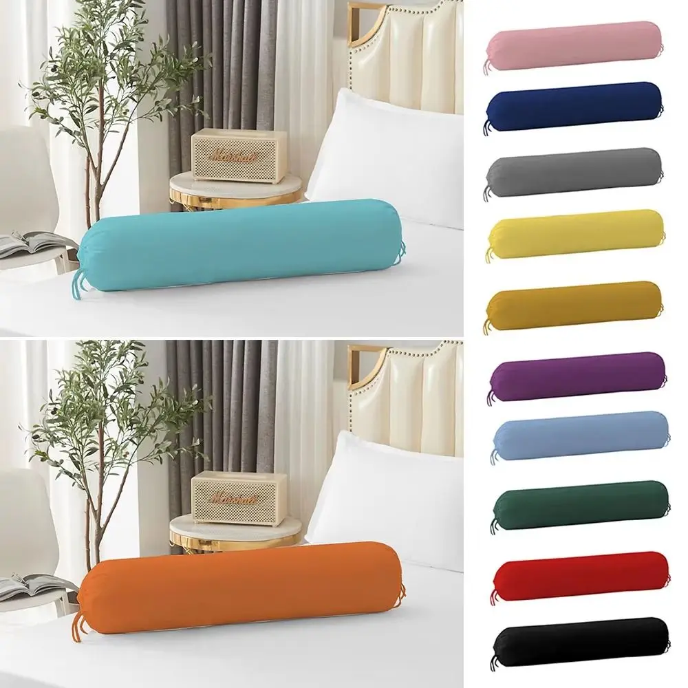 Solid Color Cylindrical Pillowcase 106x35cm Washable Headrest Pillow Cover Removable Durable Bolster Pillowslip Bedroom
