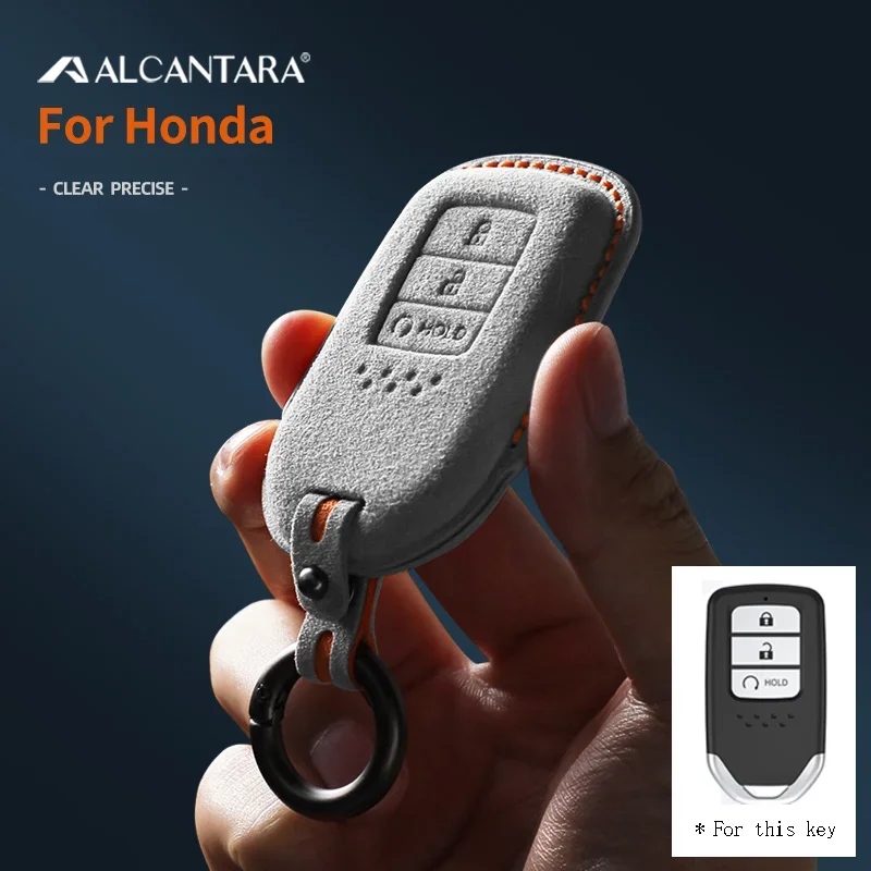 

Alcantara Car Key Case Cover Holder Key Shell Buckle For Honda Accord Civic Fit HRV CRV XR-V Keychain Accessories