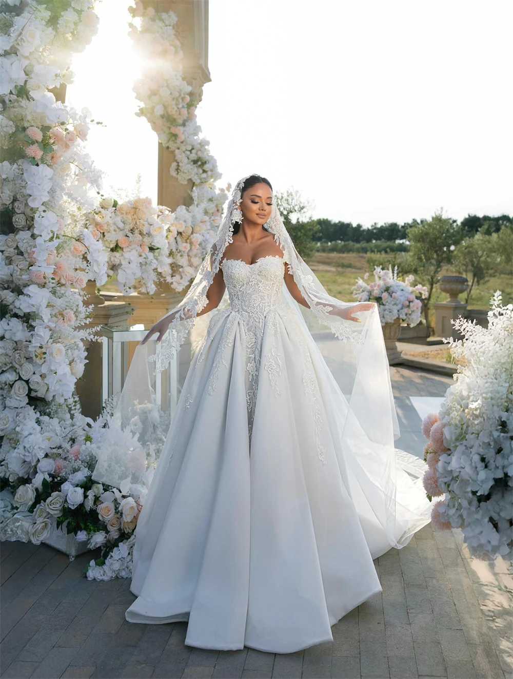 

Customized Soft White Jersey Wedding Dress Elegant Sweetheart Sleeveless Robe de mariée Boho A-Line Court Train Vestido De Novia