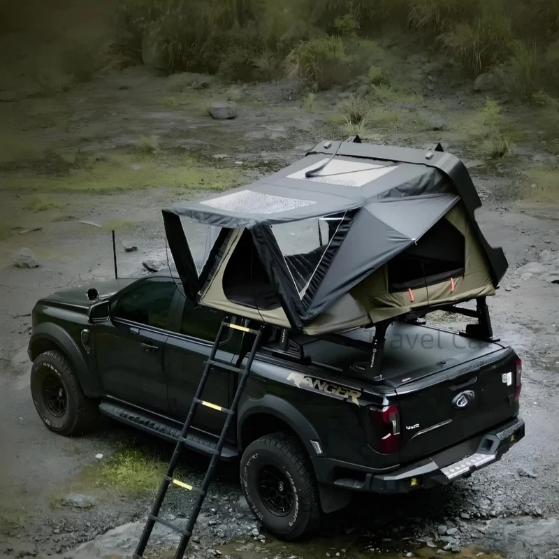 

Pop up Rooftop Tents Aluminum Hard Shell Camping 4 Person Waterproof SUV Car Overland Tent