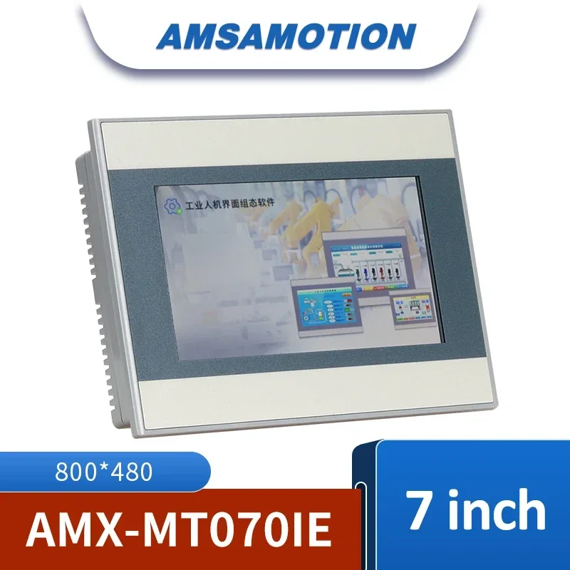 AMSAMOTION HMI 4.3/7/10 inch Ethernet Touch Screen Compatible with  Weinview Delta Siemens Samkoon Mitsubishi Xinjie Omron PLC