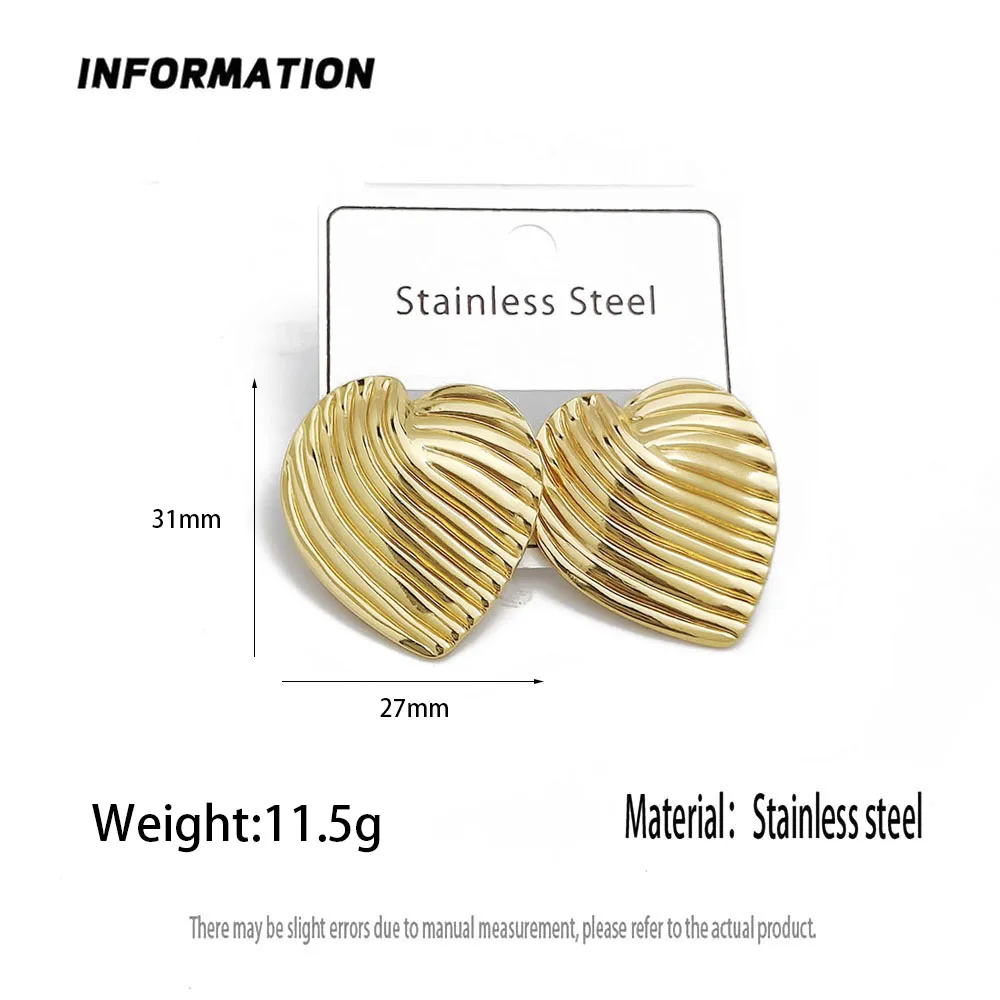 أقراط نسائية عصرية من الفولاذ المقاوم للصدأ مطبوعة على شكل حب، أقراط معدنية ثقيلة مقاومة للماء وغير قابلة للتلاشي، هدايا حفلات الزفاف #2