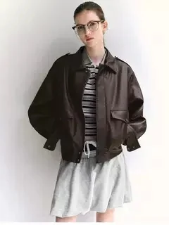 

Faionable Ретро Байкер Sle Leather Jaet Женская верхняя одежда Осень 2024, Новое поступление, повседневная застежка-молния с деталями