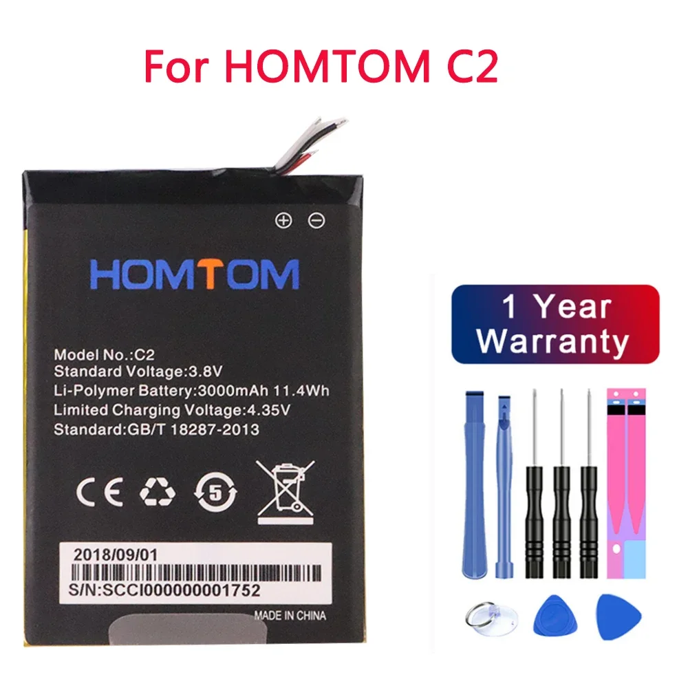 

100% Original C2 3000mAh Replacement Battery Parts For HOMTOM C2 High Quality Smart Phone Bateria + Free tools