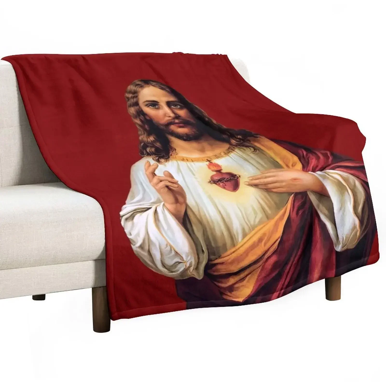 Sacred Heart of Jesus - III (transparent background design) Throw Blanket Polar Luxury Brand Beautifuls Blankets