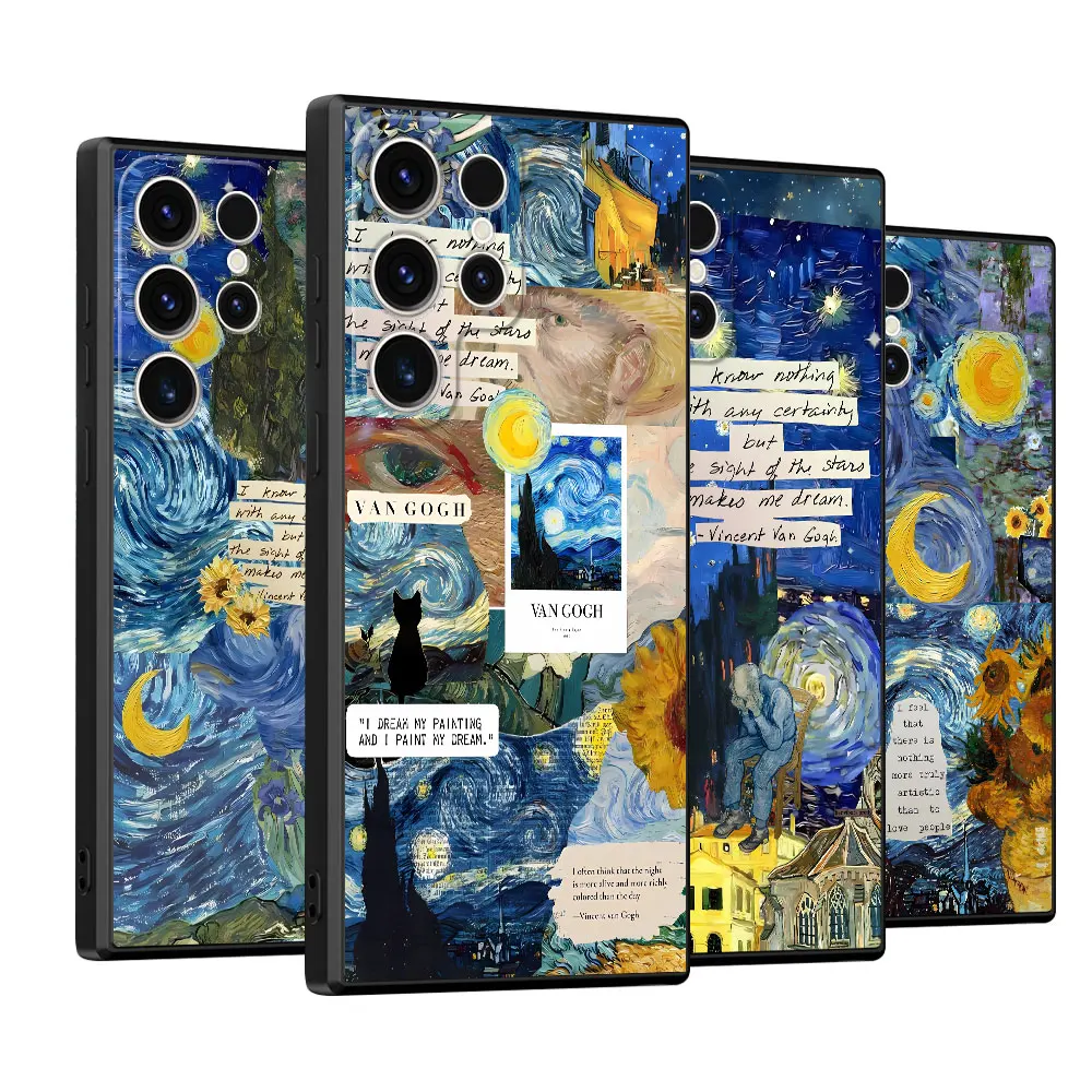 Van Gogh Starry Sunflowers Case for Samsung Galaxy S22 Plus S21 5G S20 S21 FE S24 Ultra S23 Ultra S22 Silicone Luxury Cover