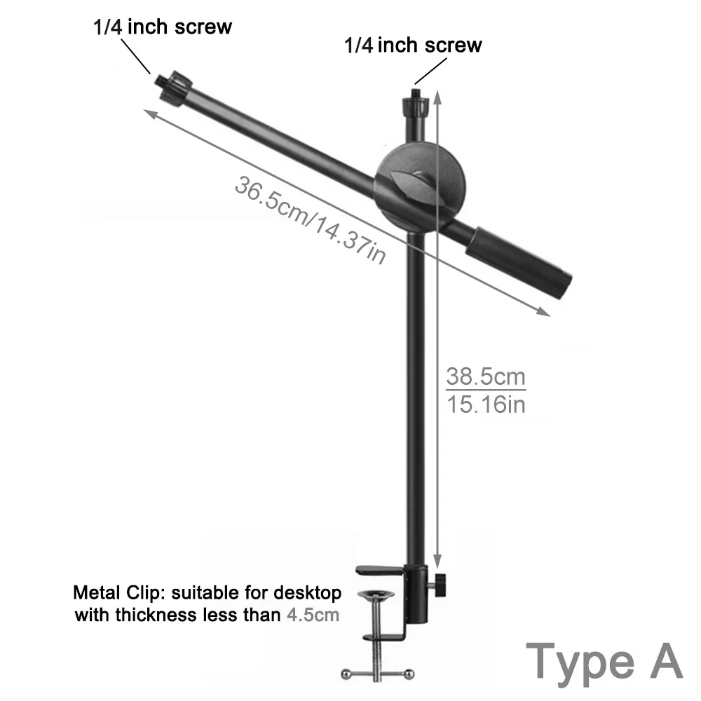 Microphone Stand Mic Stand Desk Microphone Bracket Phone Tripod Boom Arm Adjustable 3/8 Inch Screw Live Equipment