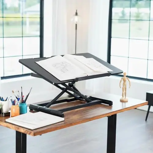 36 inch Height Adjustable Tilting Stand Up Desk Converter, Quick Sit to Stand Single Top Keyboard Riser, Laptop