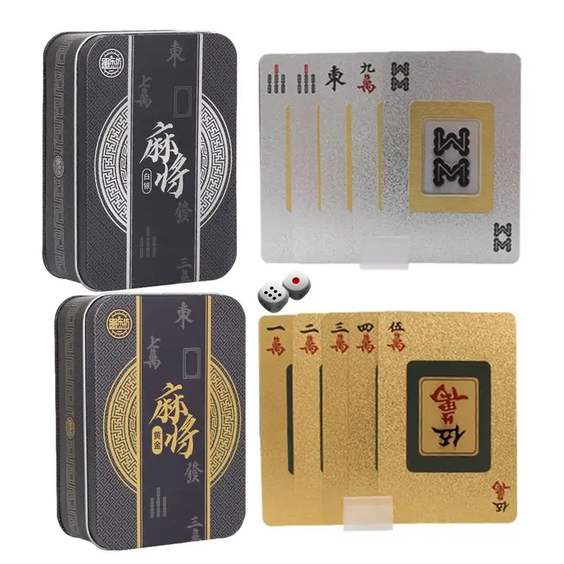 Mahjong Cards Set 146pcs Mahjong Playing Cards PVC frosted Thicken Handheld Poker Waterproof Chinese Mah Jongg American Majhong