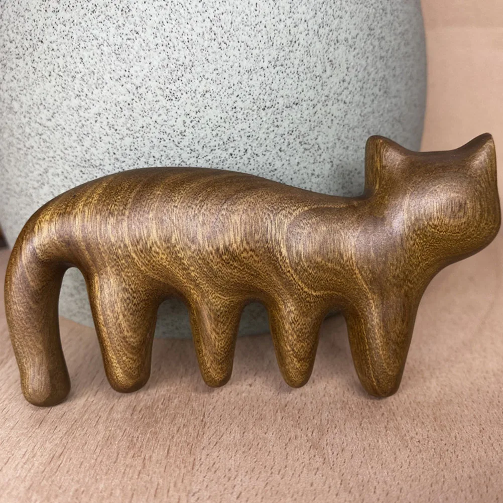 

Cat Massage Comb Portable Gentle Scalp Head Lymph Tools S Wide Tooth Comb for Hair Body Acupoint Massager Wooden Design