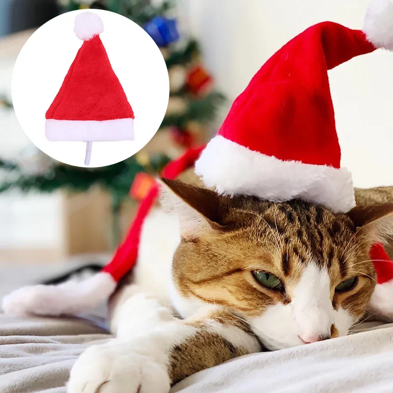 Pet Christmas Hat Dog Cat Santa Claus Caps Headwear Xmas New Year Party Headpiece Puppy Dog Cosplay Costume Accessories