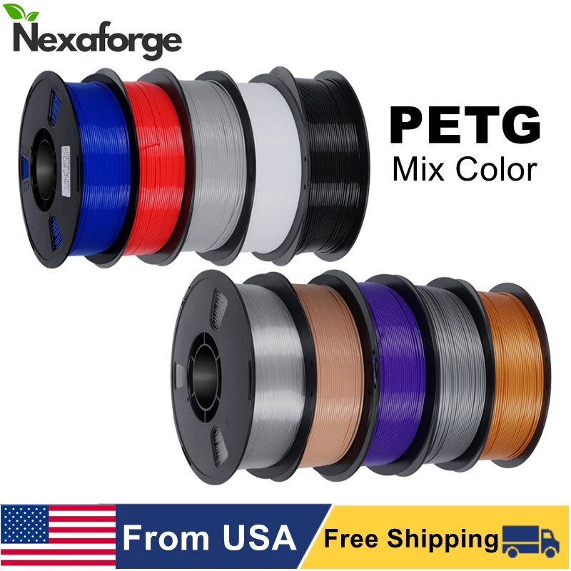 

Нить PETG 1,75 мм, 5 кг, 10 кг, стандартная нить для 3D-принтера, 1 кг/рулон, пластиковая катушка PETG 5 10 рулонов, смешанная цветная печать, местная доставка