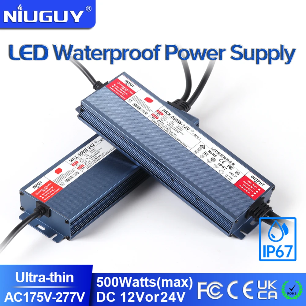 

Outdoor power supply 500W IP67 waterproof power supply LED driver AC 175-277V DC 12V 24V 20A 40A LED driver for LED lights