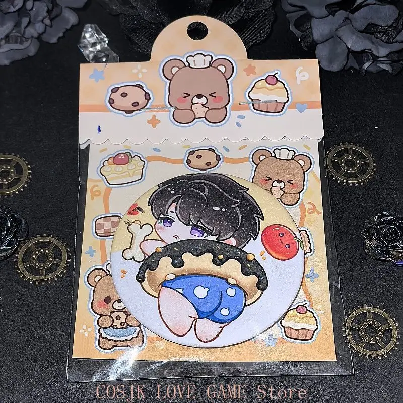 Insignia de Anime de 5.8cm de Game Love and Deepspace Donut Swimming Ring Xavier Sylus Zayne Caleb, Broche de Hojalata, Accesorios de Disfraz de Cosplay
