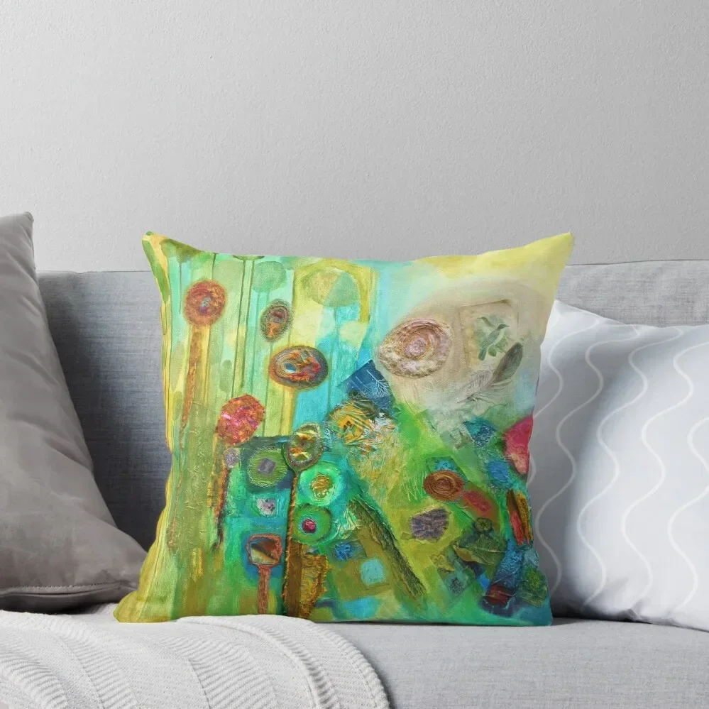 Contrasting Variations in green, blue and pink Throw Pillow luxury decor pillow