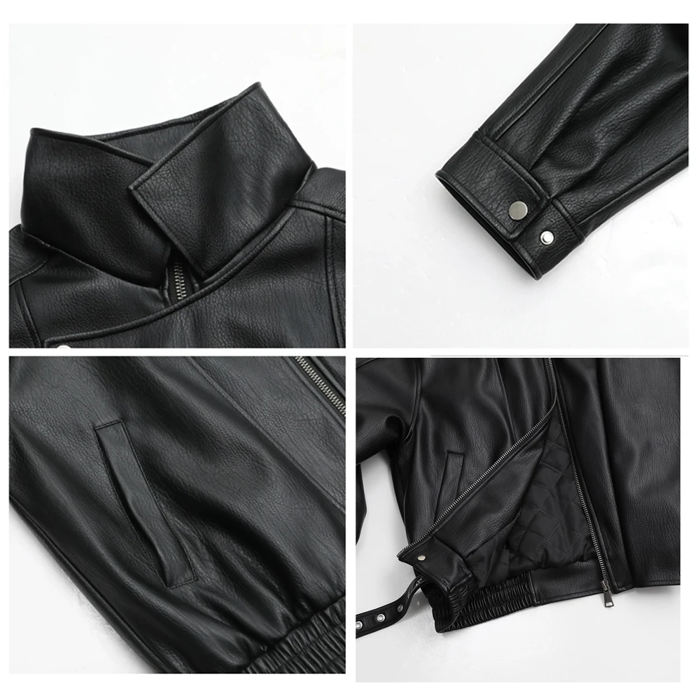 CHIC VEN 여성 PU 재킷 신상 루즈핏 레트로 오토바이 인조 가죽 퀼팅 코트 여성 오버코트 두꺼운 따뜻한 2025 봄 가을 상의