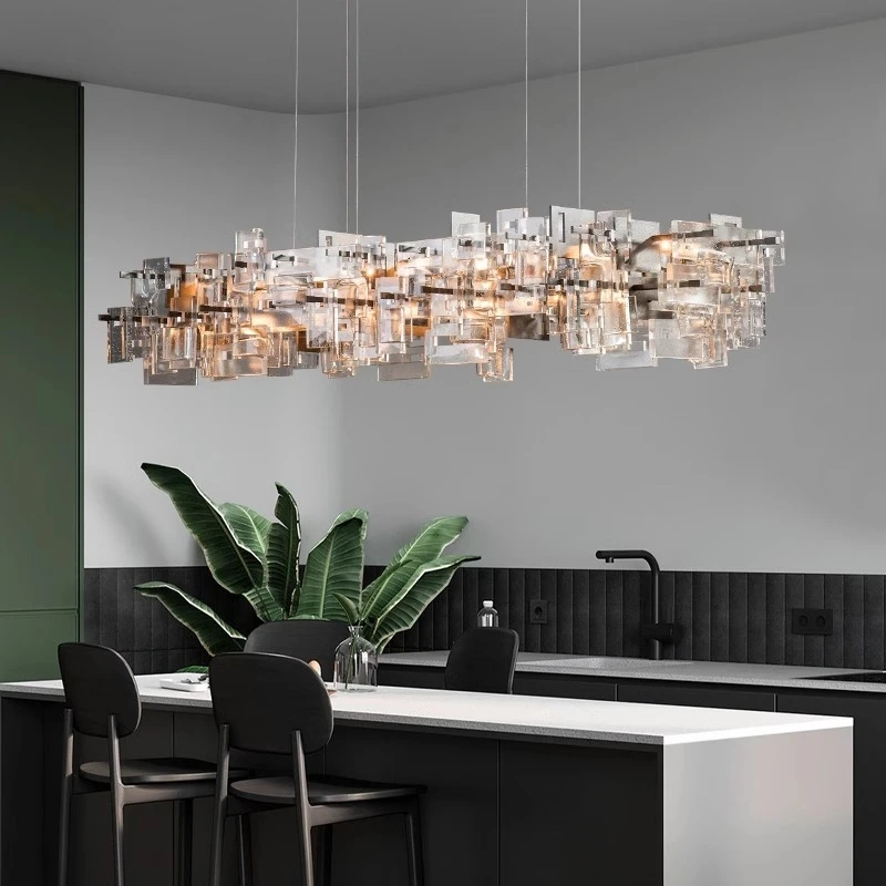 

Postmodern luxury crystal chandelier, grand restaurant decoration light designer, creative bar counter chandelier