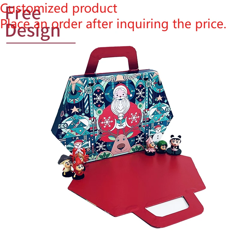 Customization.HOT! Empty Christmas Gift Chocolate Candy Box Sales Low Price Packaging Advent Calendar Box 5 Day with Handle
