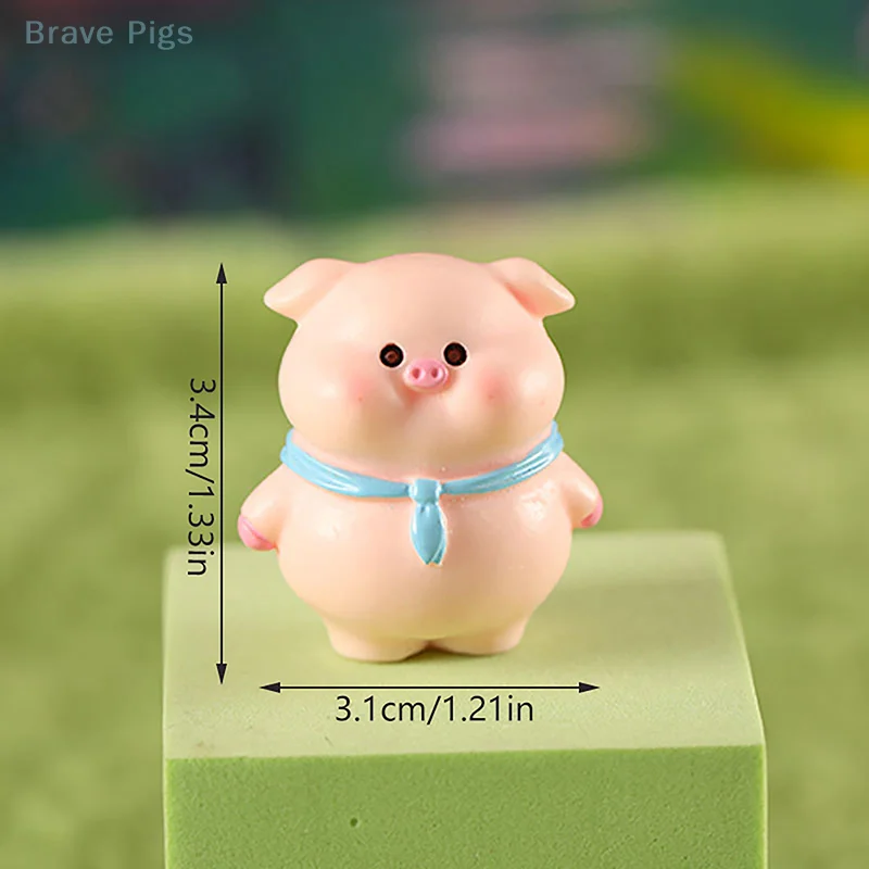 Estatueta do porco rosa dos desenhos animados da resina, ornamento diminuto, estátua piggy, coleção do jardim das fadas, brinquedo DIY, bonito, 1pc