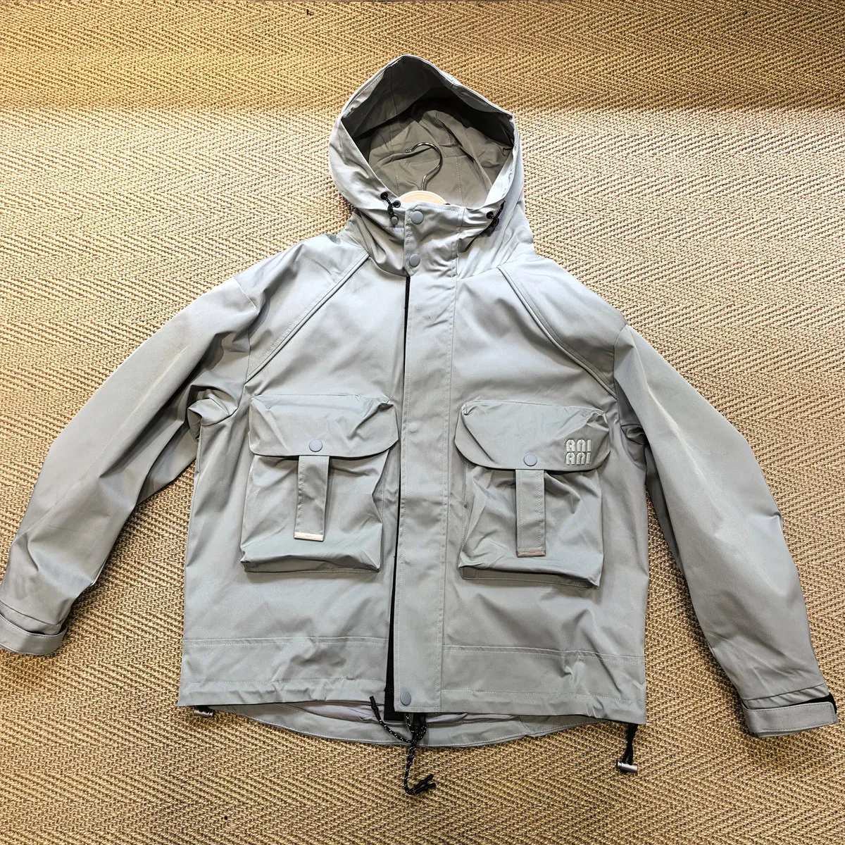 2026 New Style Hard Large Pocket Personality Jacket Zipper Embroidery Hooded Loose Coat Jacket Retro