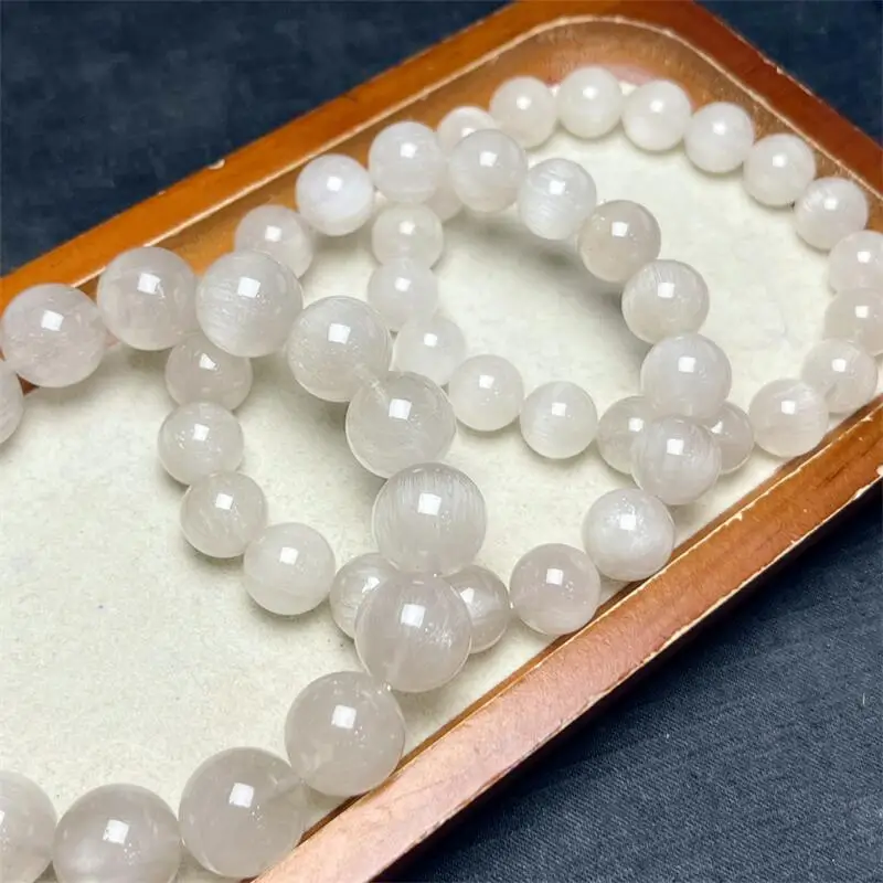 Natural White Rabbit Hair Quartz Bracelet Women Reiki Healing Fengshui Strand Jewelry For Female Gift 1pcs 8/10/14MM