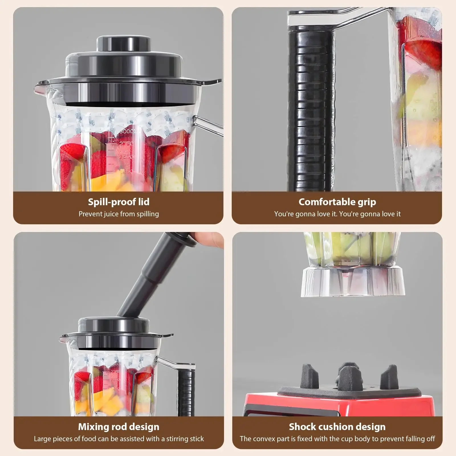 9500 W Kraftstofftischmixer Entsafter Smoothie Maker 3-in-1 0,5/1,5/3 l Behälter Küchenmaschine Blenderboxer für Eis Nuss Obst – Detail 8