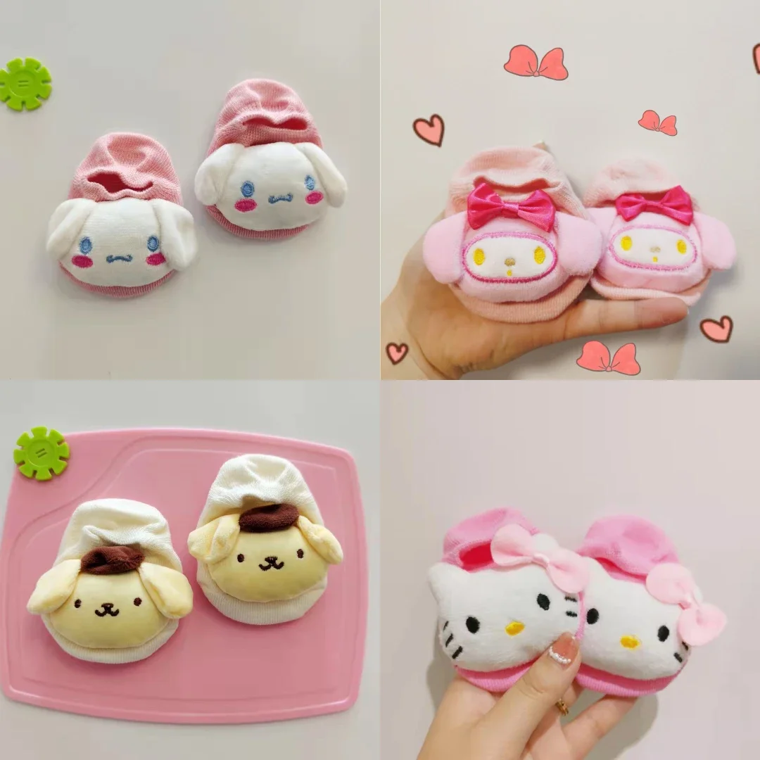 Kawaii Sanrio Anmie Baby Socks My Melody Hello Kitty Cartoon Doll Socks Newborn Baby Rubber Anti Slip Toddlers Sock Gift