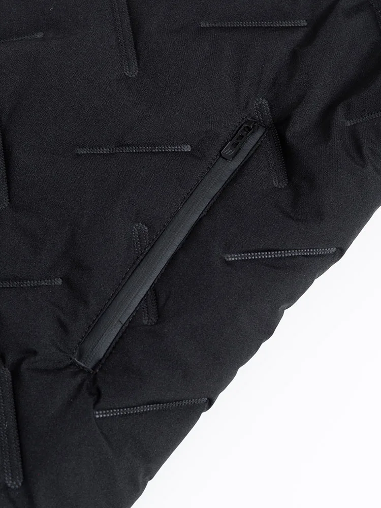 Mittellange, mit Fleece gefütterte Parkas für Herren, lange warme Winterjacke, lässige gesteppte, gepolsterte Jacken, einfarbig, dicke Outdoor-Oberbekleidung – Detail 8