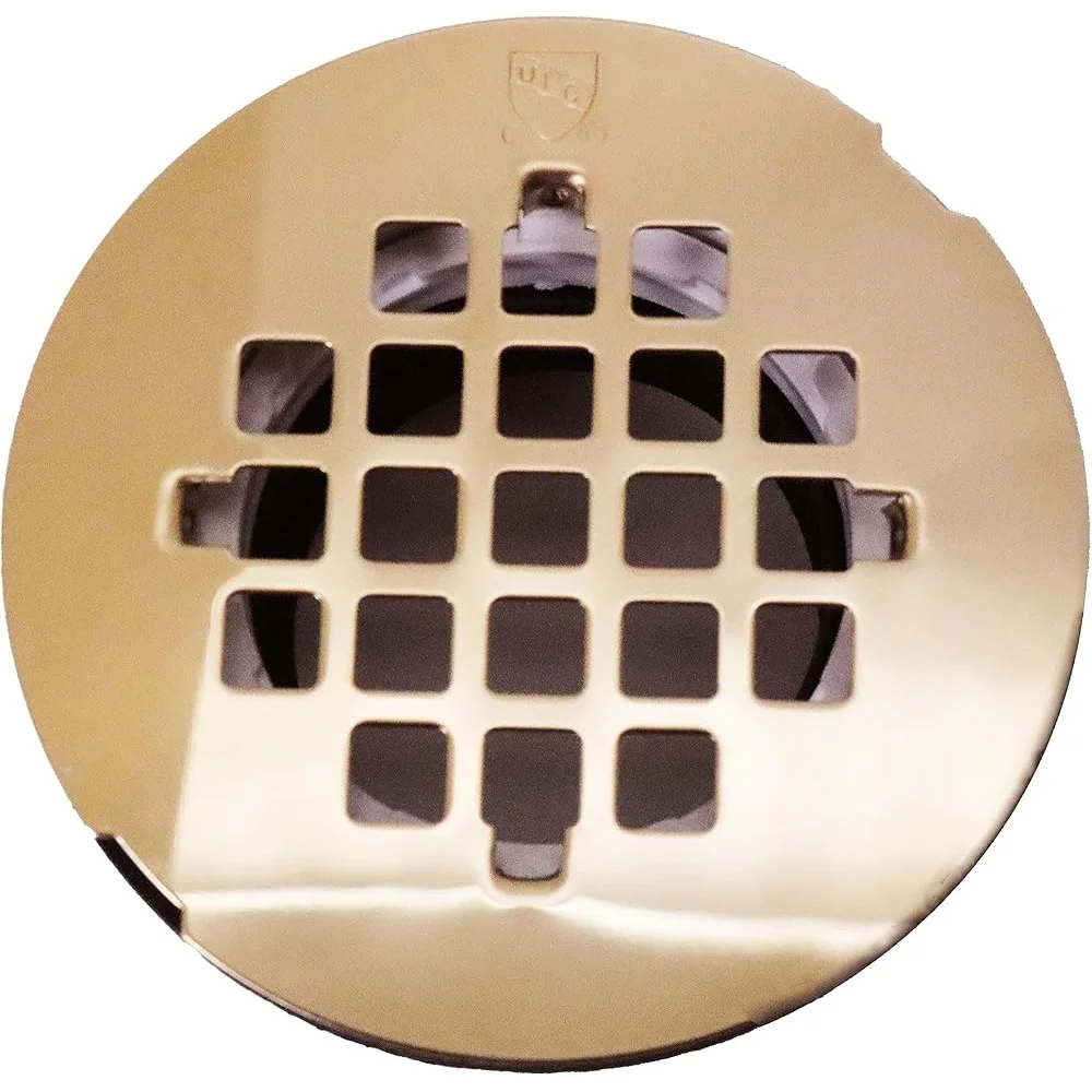 2 Inch No Caulk PVC Compression Shower Drain with Round Grid Cover Heavy Duty Plastic Body ABS PVC Pipes