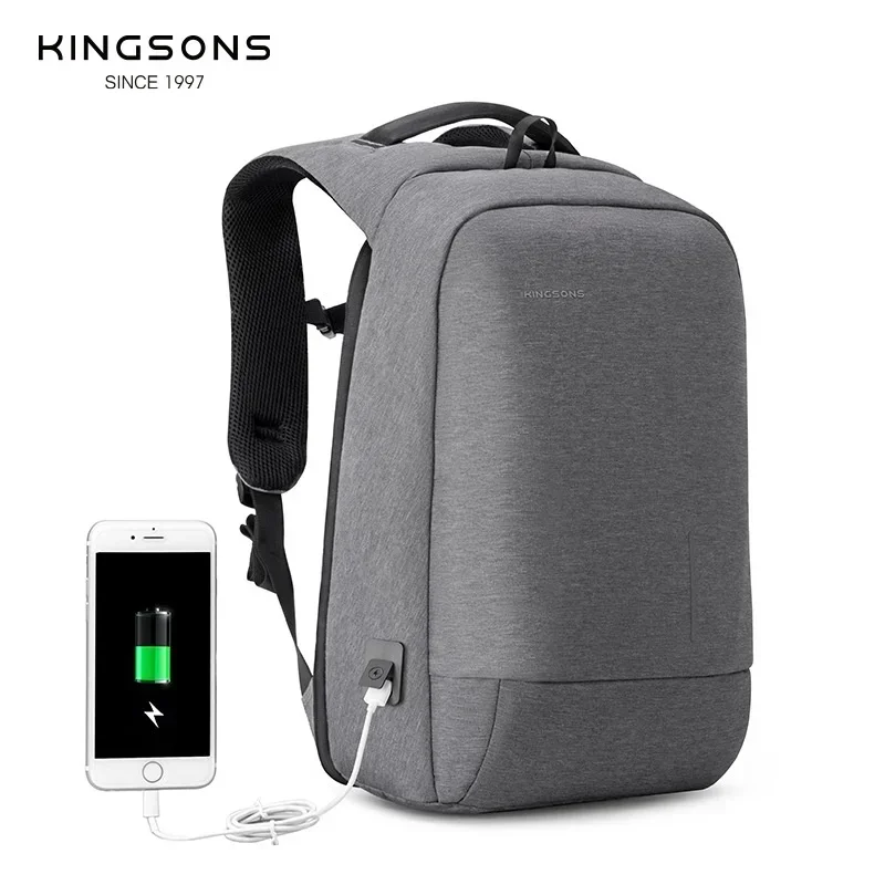 Kingsons Customs Lock Anti-theft Men Women Backpack for Laptop 13.3/15.6/17.3 Inch Waterproof with USB Charging Port 180° Open