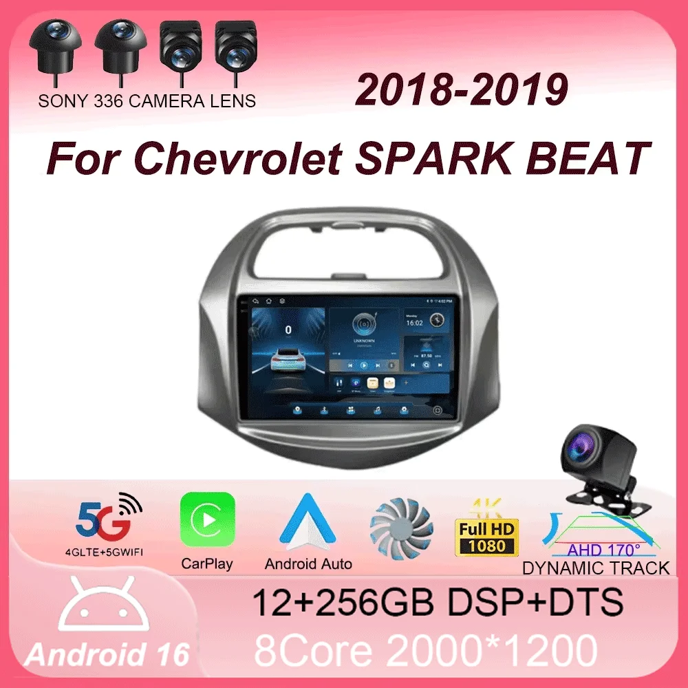 Radio para Auto de 9 Pulgadas con Android 16 para Chevrolet SPARK BEAT 2018-2019, Video, WIFI, 2K, DSP, Navegación GPS, ADAS, Multimedia, AHD, BT, No 2din