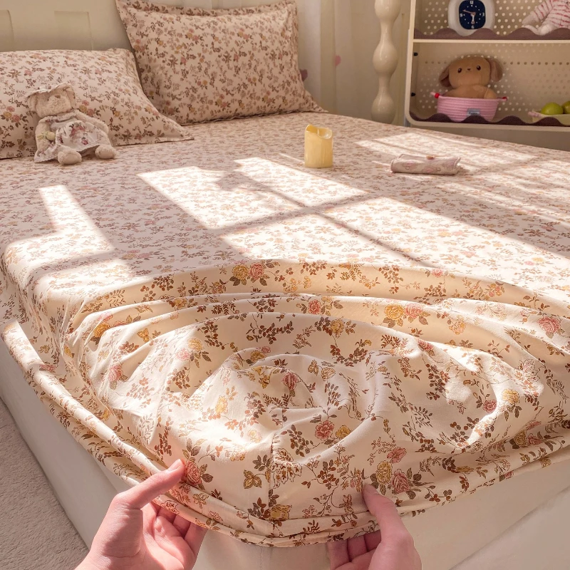 

The New 2026 Printed Cotton Sheet Is Tasted The Fitted Floral-patterned Mattress Cover 360-degree Wrapped Elastic Bed Cover