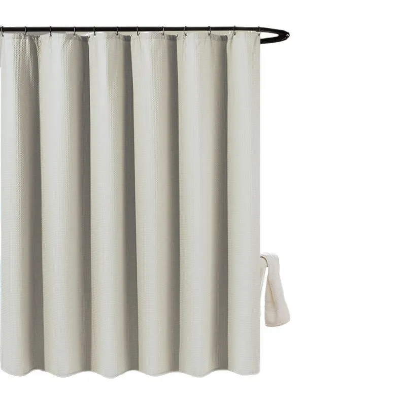 Double Layer Simple Style Waterproof Polyester Bath Curtain Roman Hole Pattern Bathroom Decorative Room Partition Curtain