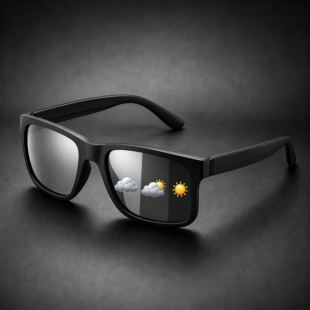 Matte Schwarze Rahmen Polarisierte Sonnenbrille für Herren Quadratisch UV400 Fahrbrille Outdoor-Sport Sonnenbrille