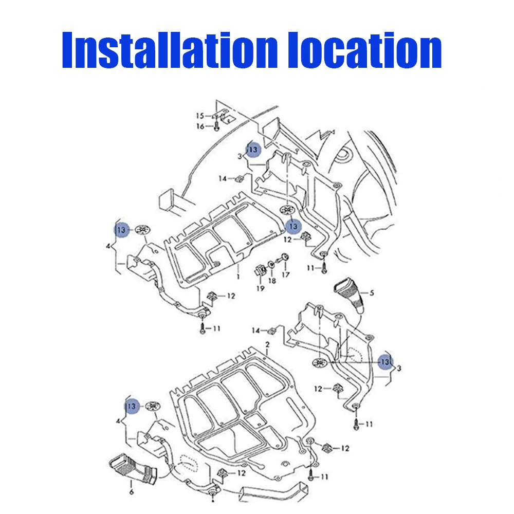 10pc For VW Volkswagen Touareg Golf Bora Passat Audi A4 A3 Quattro Seat ALHAMBRA Undertray Exhaust Heat Shield Clips Nut Washers