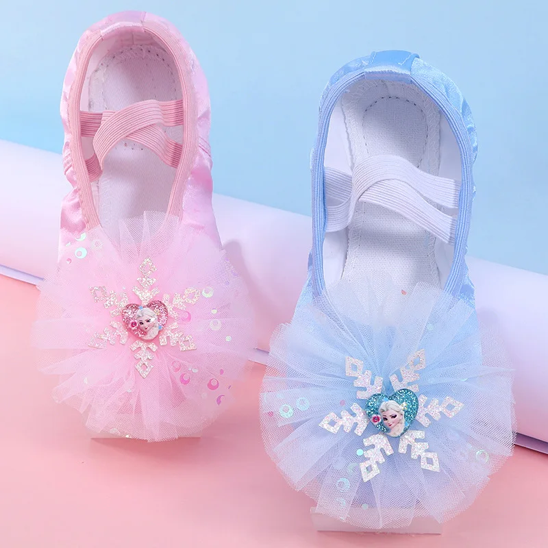 Zapatos de Ballet de dibujos animados para niñas, Ropa de baile rosa, lindo amor, copo de nieve, venta al por mayor, gran oferta