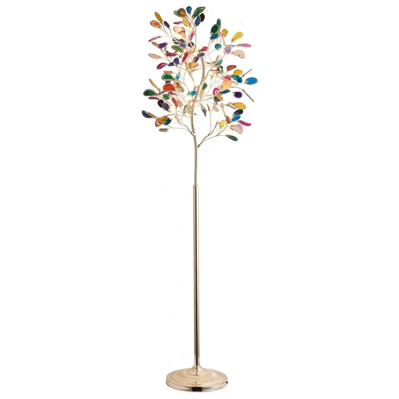 Luxury Colorful Agate Floor Lamp for Living Room Creative Agate Tree Shaped Modern Standing Lamp Vertical Table Sofa Lamp