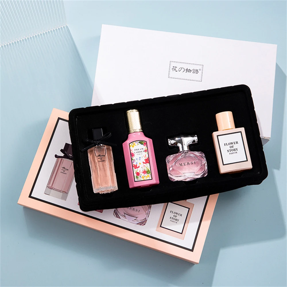 Marke Parfüm Frauen Geschenk box vierteiliges Set Pflanze Blumen duft Pheromon dauerhaften Duft strahlt weiblichen Charme духи женские