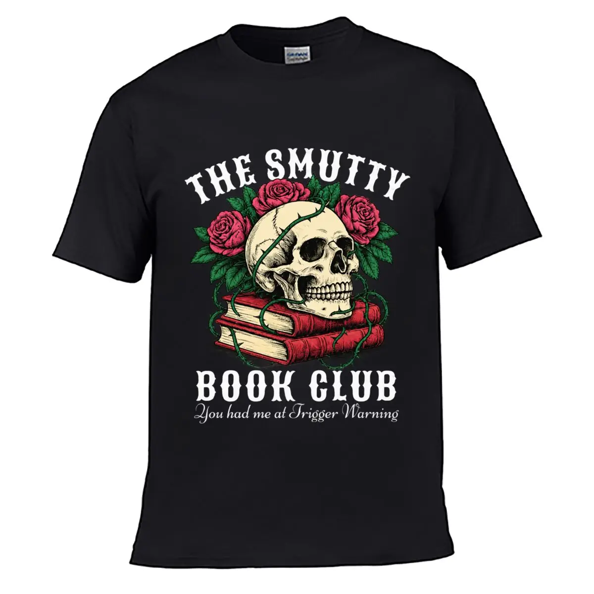 Skull Roses Thorny Books Book Club Trigger Warning short-sleeved T-shirt