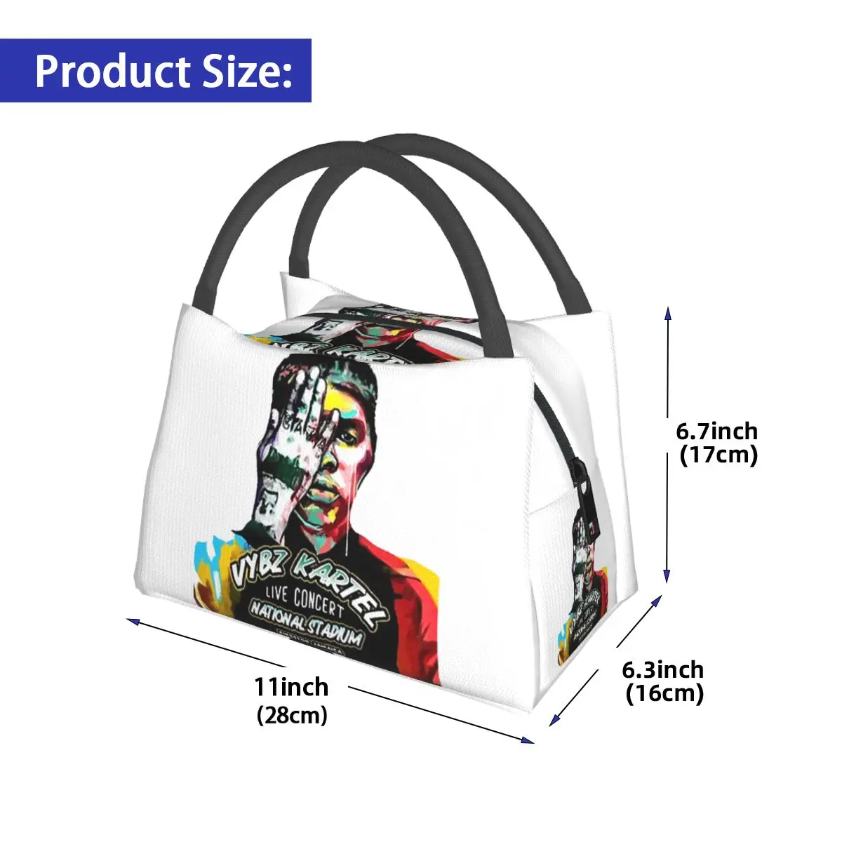 A Di Teecha Aka Vybz Kartel Aka World Boss Insulated Lunch Bag for Women Kids Portable Food Boxes Thermal Lunch Box Tote
