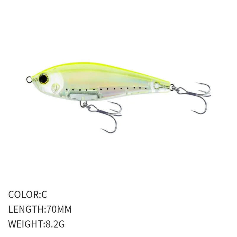 Billings 1 Stück 7cm/8,2g Interner Laser-Sinking-Pencil-Hardbait für Süßwasserflüsse mit Dreifachhaken – Künstliche Bio-Mimetische Köder – Detail 9