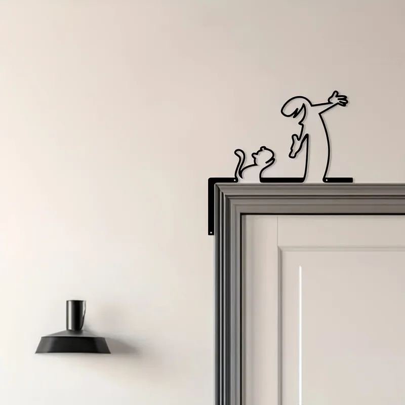 Plan Enchanting   Metal Wall Art - Minimalist Black & White Puppet Silhouette Wall Decor, Hand-Forged Iron Hanging 1pc