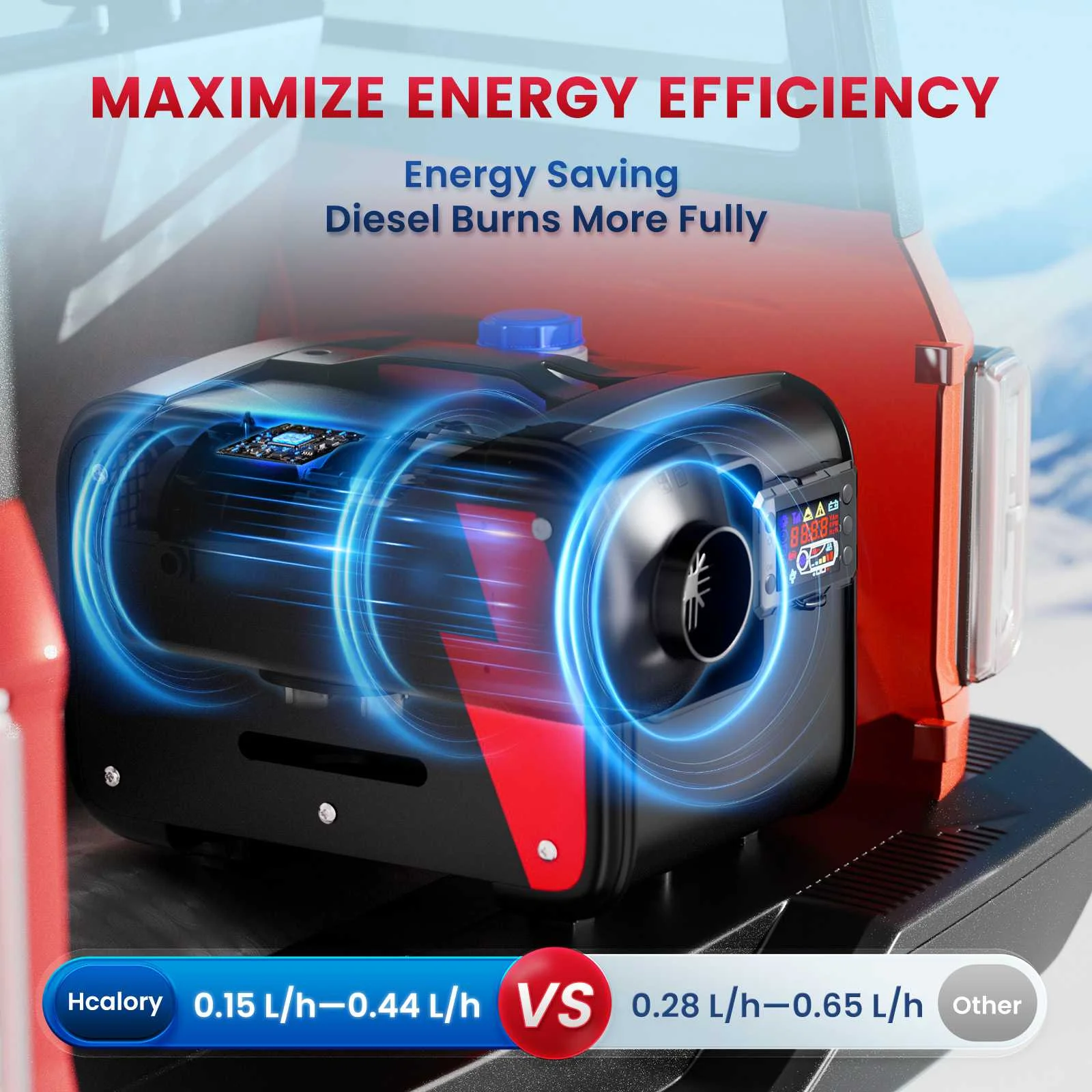 Hcalory pemanas Diesel 5-8KW 12V, pemanas udara Diesel portabel semua dalam satu dengan Remote kontrol dan pemanas Diesel parkir Monitor LCD