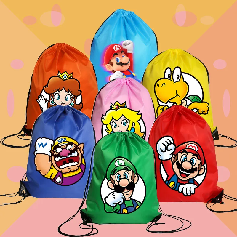 

Super Marios Bundle Pocket Cartoon Anime Figures Drawstring Bags Kawaii Fashion Gift Bag Youth Large Capacity Sports Backpack