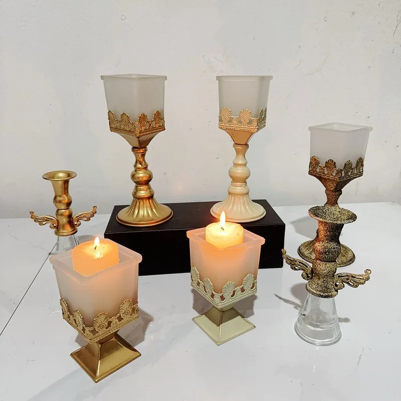 

Mutihome Baroque American Dining Table Candle Holder Romantic Aromatherapy Candle Cup Home Party Decoration Glass Candle Stand