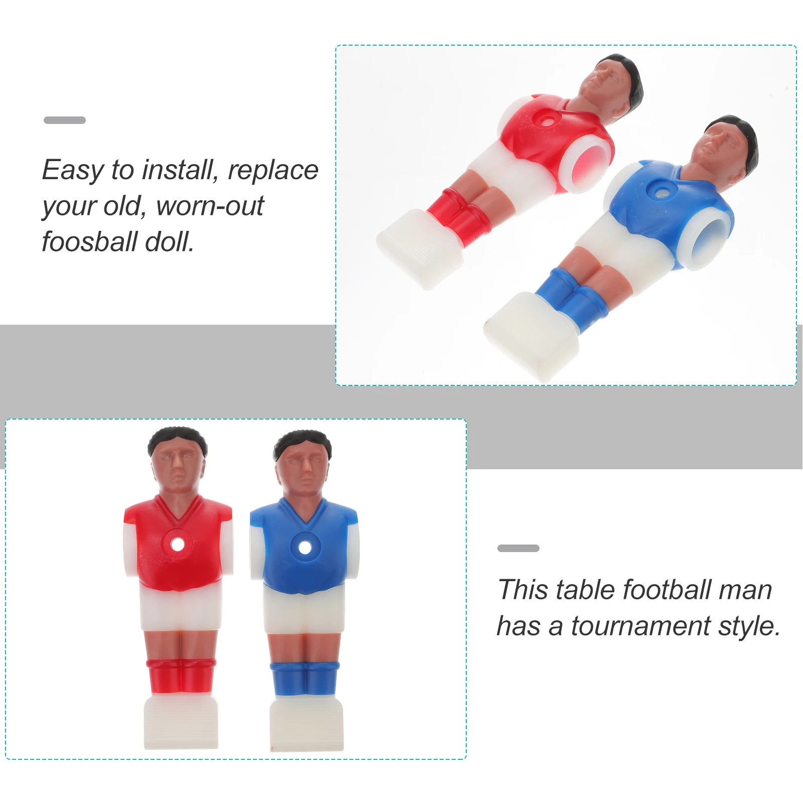4 Uds. De futbolín estilo torneo, mesa de fútbol para hombres, repuesto para mesas de 1,4 M, varillas estándar, Mini figuras de fútbol